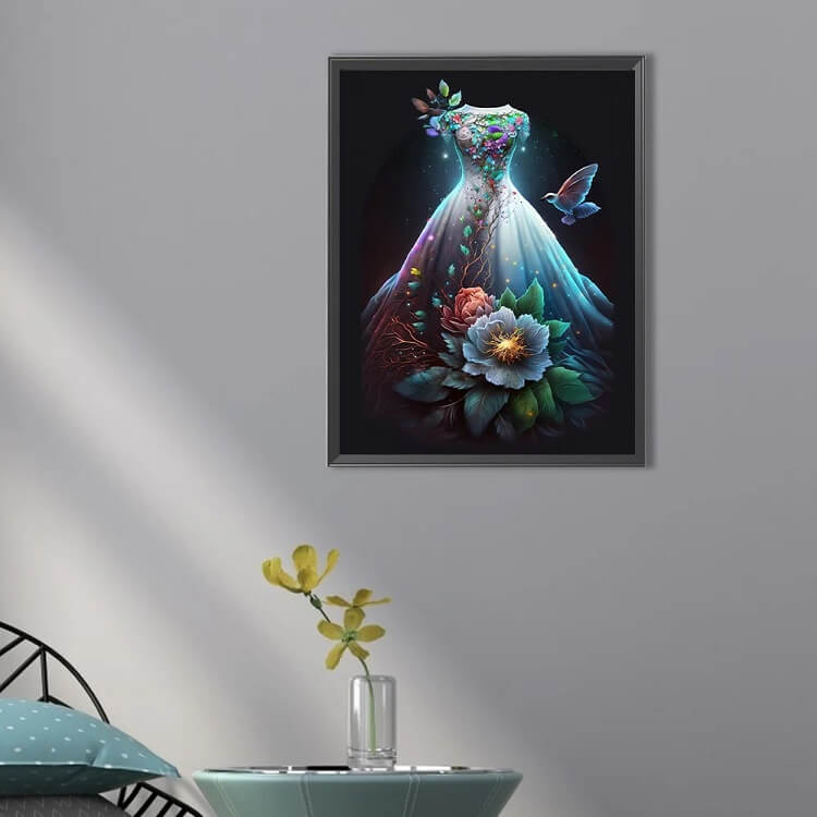 wedding dress with pigeon diamond artcraft