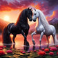 White And Black Horses Diamond Painting