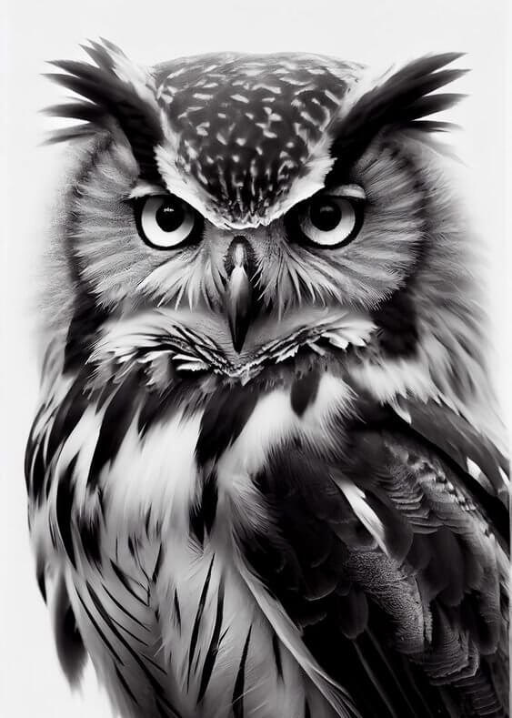 5D DIY Diamond Painting - Full Round / Square - White Black Owl B