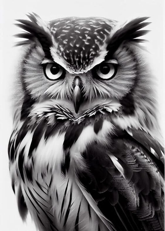 5D DIY Diamond Painting - Full Round / Square - White Black Owl B