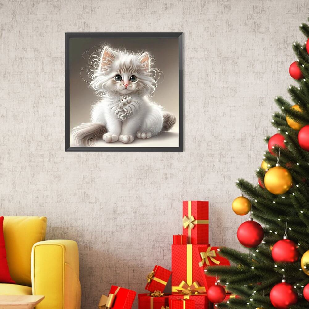 White Cat 5D DIY Diamond art