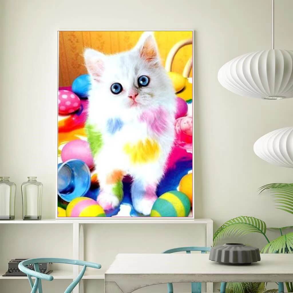 white cat full drill diamond art kit
