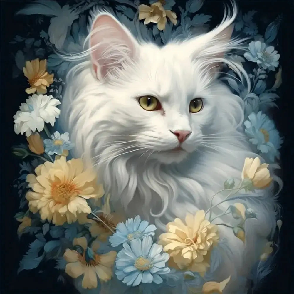 5D DIY Diamond Painting Kit - Full Round / Square - White Kitten