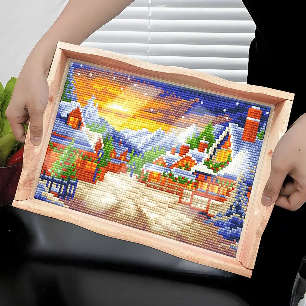 DIY Diamond Painting Decor Wooden Food Tray - Winter