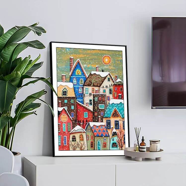 winter town full drill diamond painting kit