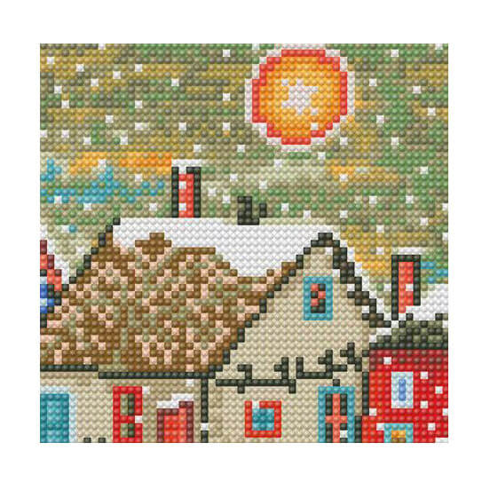 cartoon winter town diamond art