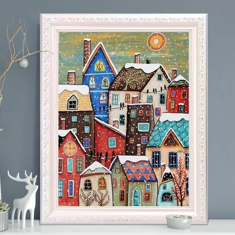 winter town diy 5d diamond painting kit