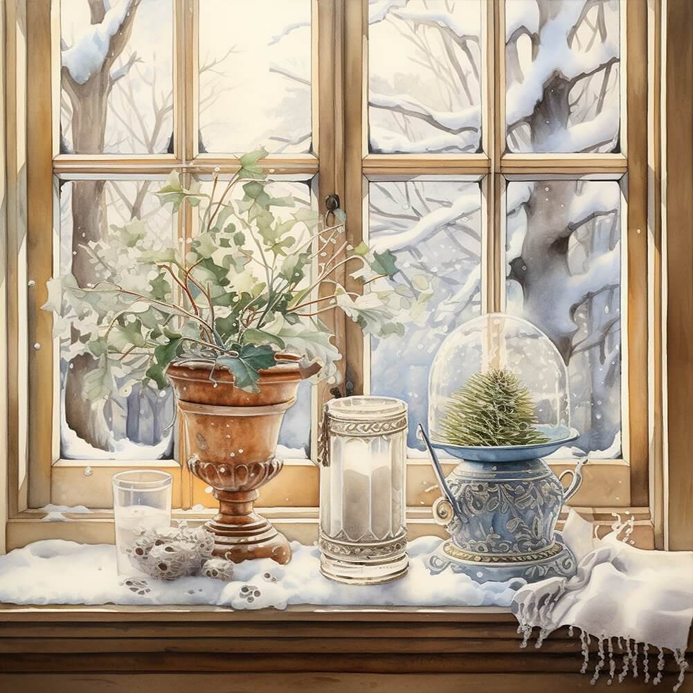 5D DIY Diamond Painting - Full Round / Square - Winter Window