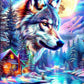 DIY Diamond Painting Kit - Full Round / Square - Wolf In Snowy Forest