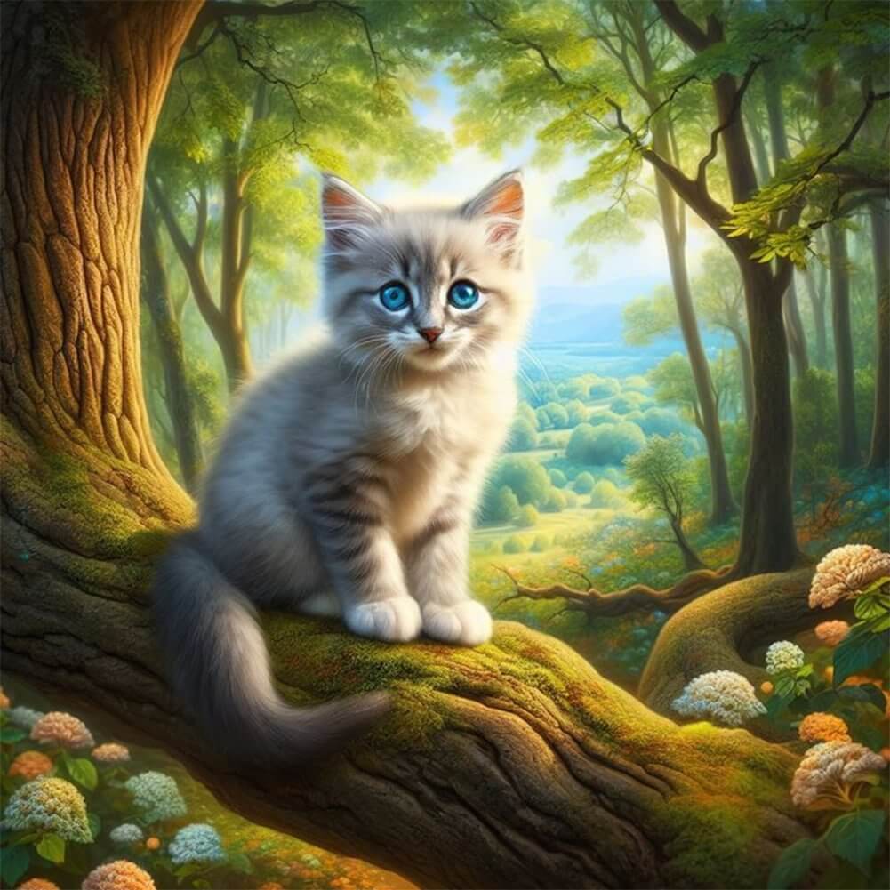 5D DIY Diamond Painting Kit - Full Round / Square - Woodland Cat