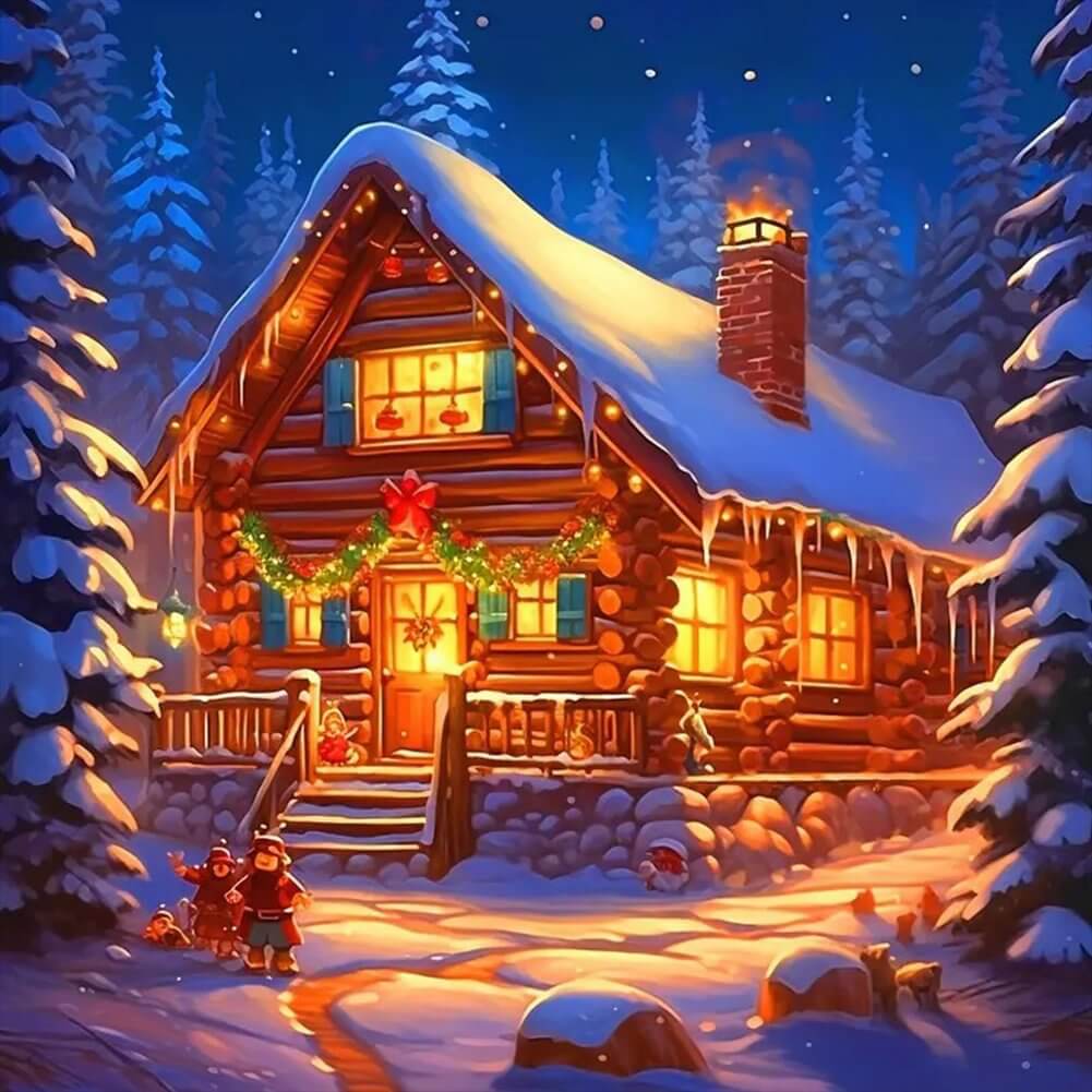 5D DIY Diamond Painting Kit - Full Round / Square - Xmas Snowy House