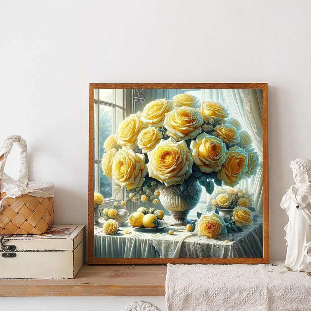 Yellow Rose Vase 5D DIY Diamond Painting Kit